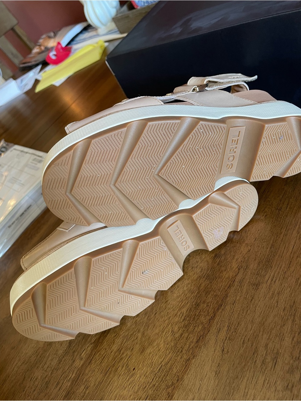 Sorel Blush-Tan Platform Slingback Wedge Sandals - Picture 6 of 7